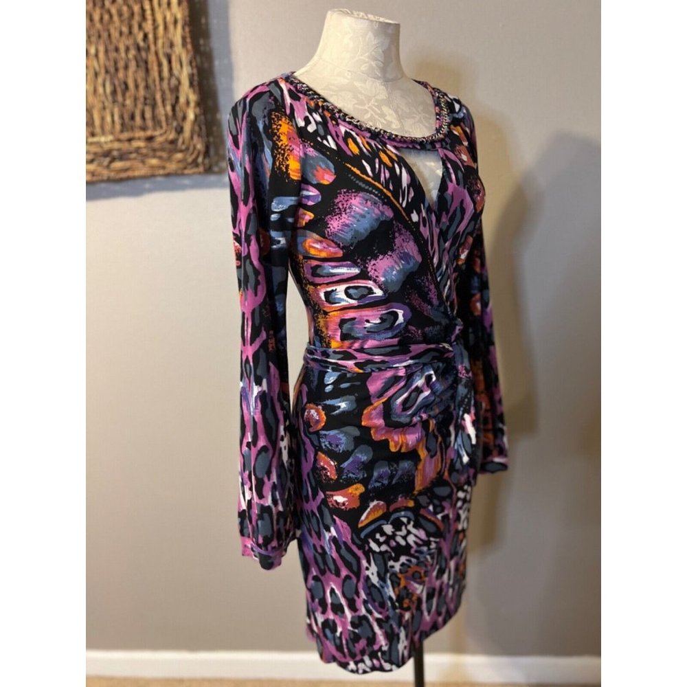 Hale Bob Dress S Small Stretch Career Church Washable Long Sleeve Colorful - Picture 7 of 12